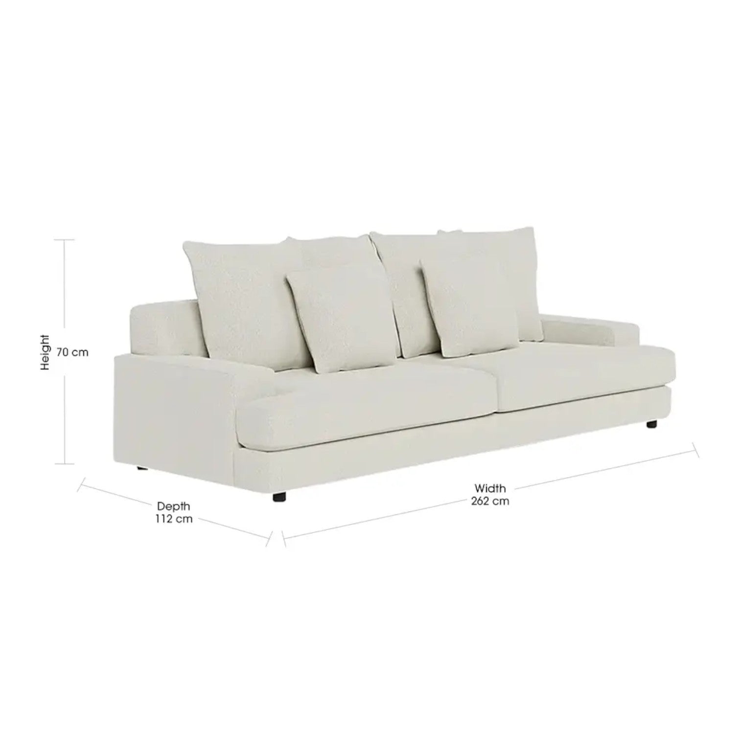 Freedom Furniture NOOSA 3.5 Seater Fabric Deep Sofa (W262cm X D112cm X H70 Cm)
