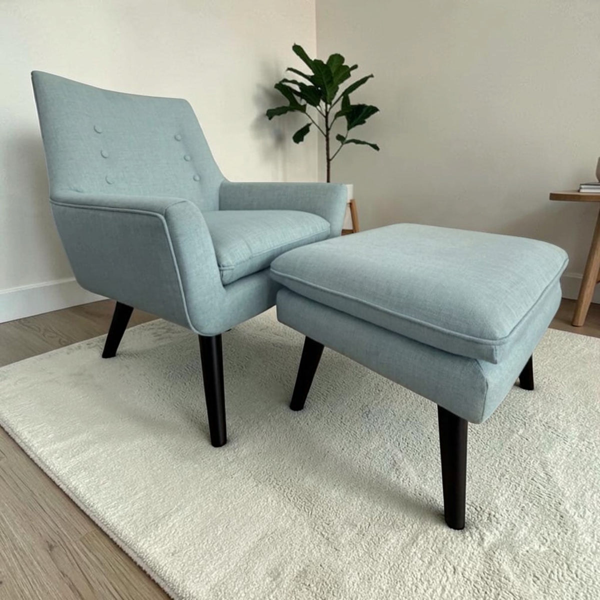 Freedom Retro Chair In Arena Neptune With Matching Footstool Rrp $450