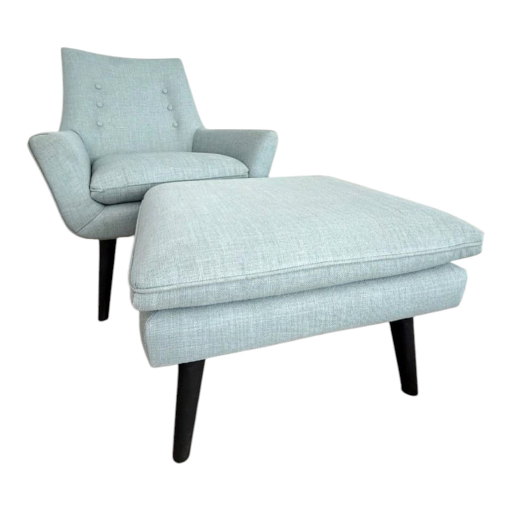 Freedom Retro Chair In Arena Neptune With Matching Footstool Rrp $450