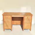 Freestanding Double-Pedestal Wooden Office Desk (Dimensions: 77x130x60)