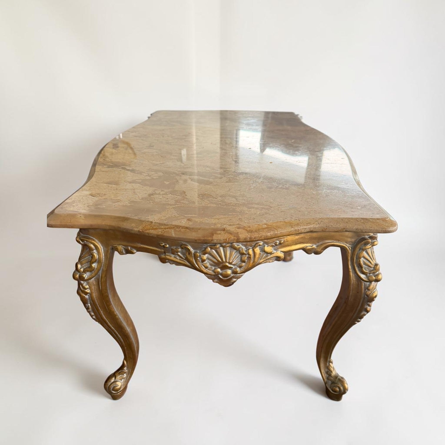 French Louis Xv Style Marble Top Coffee Table Set