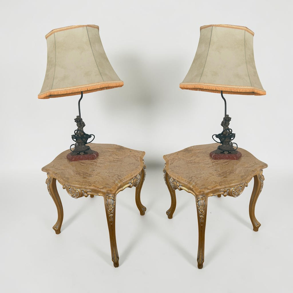 French Louis Xv Style Marble Top Coffee Table Set
