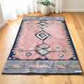 Geometric Diamond Medallion Hand-Knotted Vintage Wool Rug (Dimensions:244x166cm)