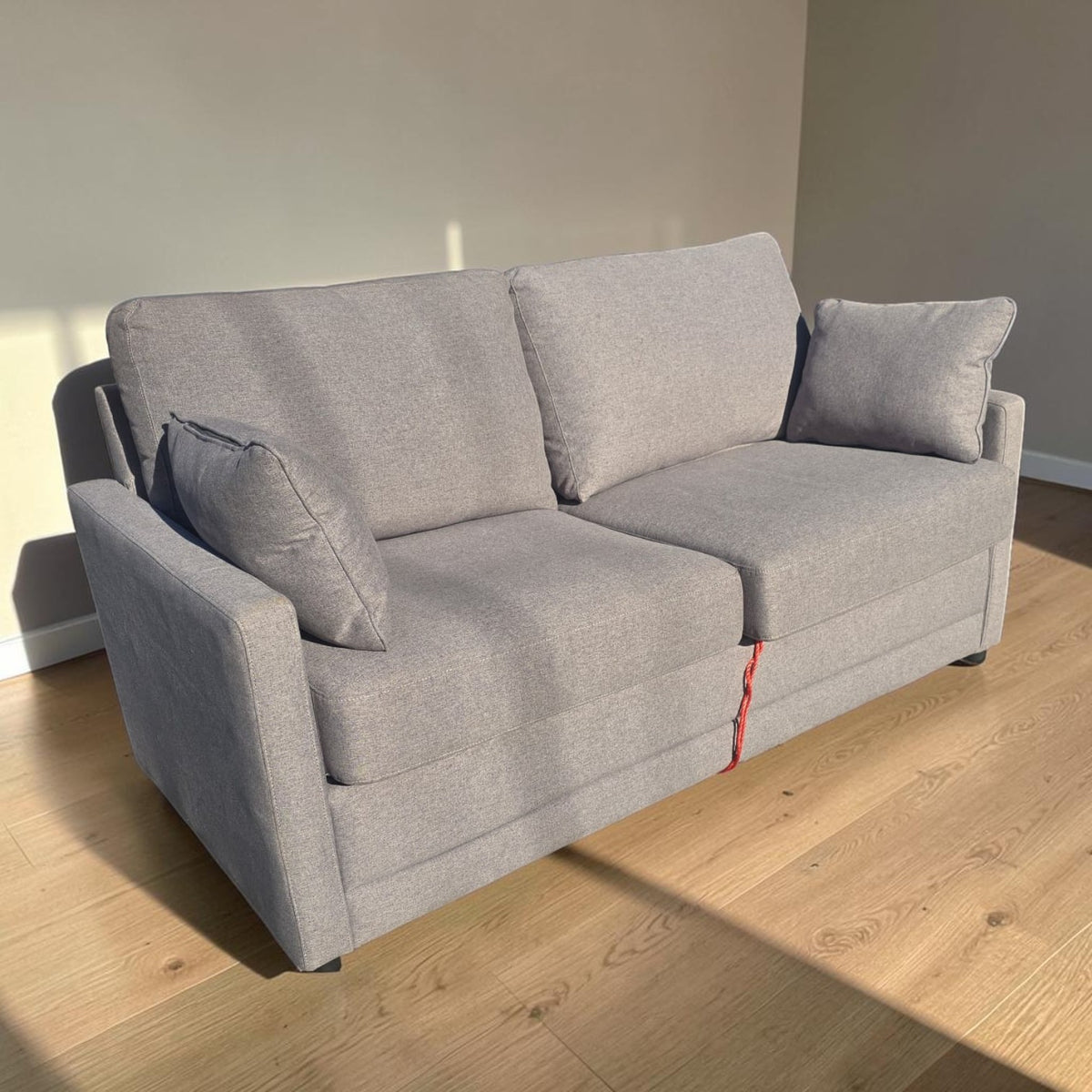 Grey Fabric 2-in-1 Convertible Loveseat