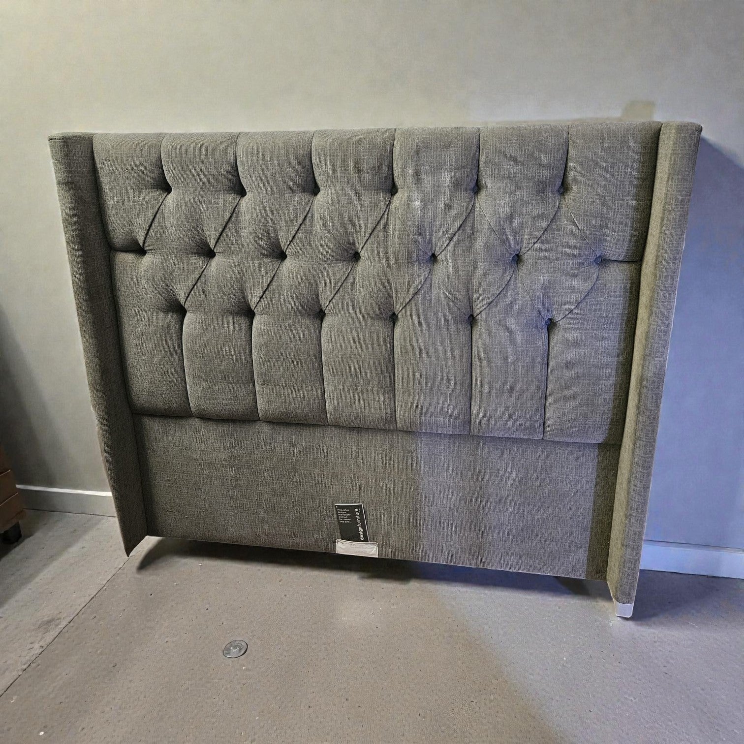 Grey Fabric Upholstered Bed Head (Dimensions: 147x168x23)