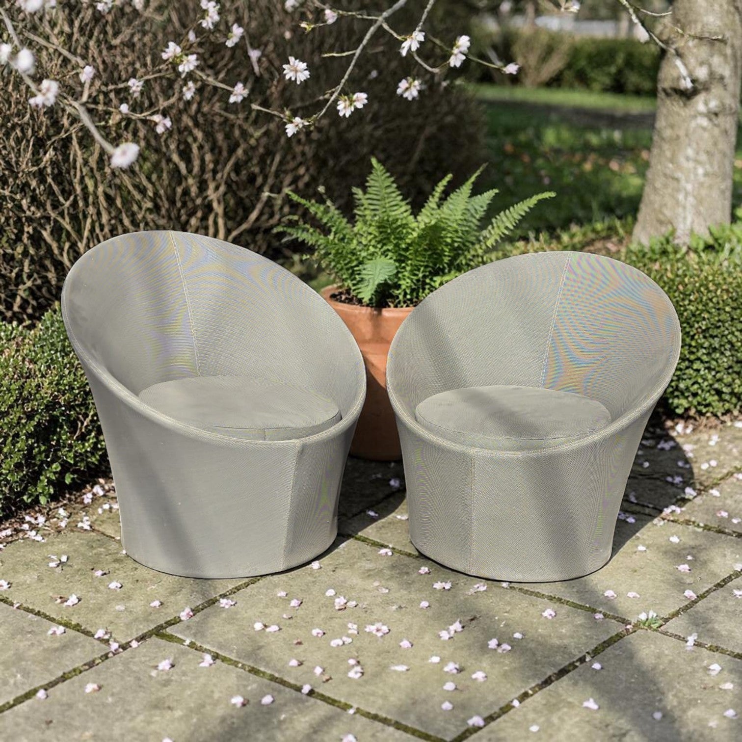 Grey Round Garden Chairs (Priced Each)
