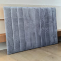 Grey Velvet Channel-Tufted Upholstered Headboard (Dimensions: 123 H X W158)
