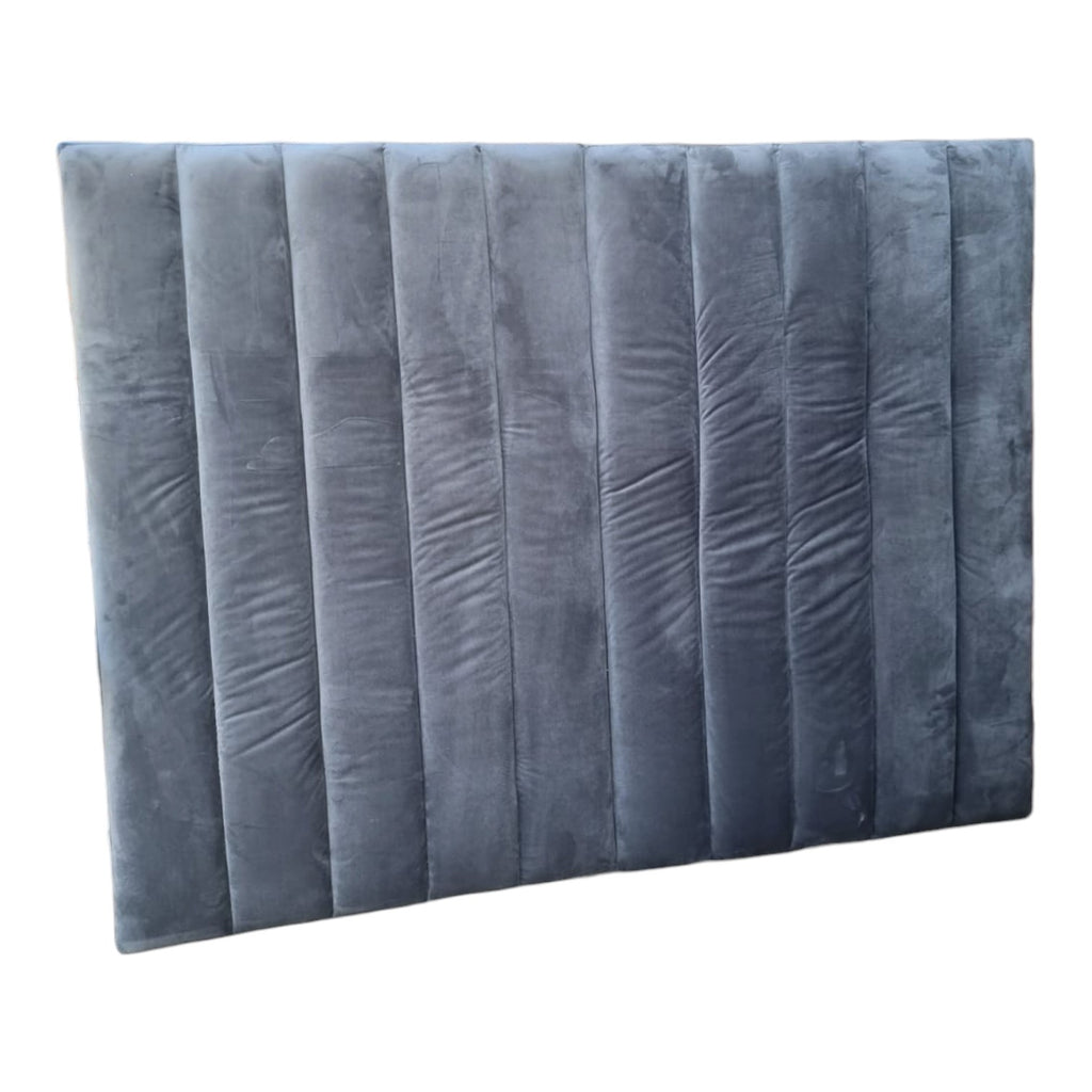 Grey Velvet Channel-Tufted Upholstered Headboard (Dimensions: 123 H X W158)