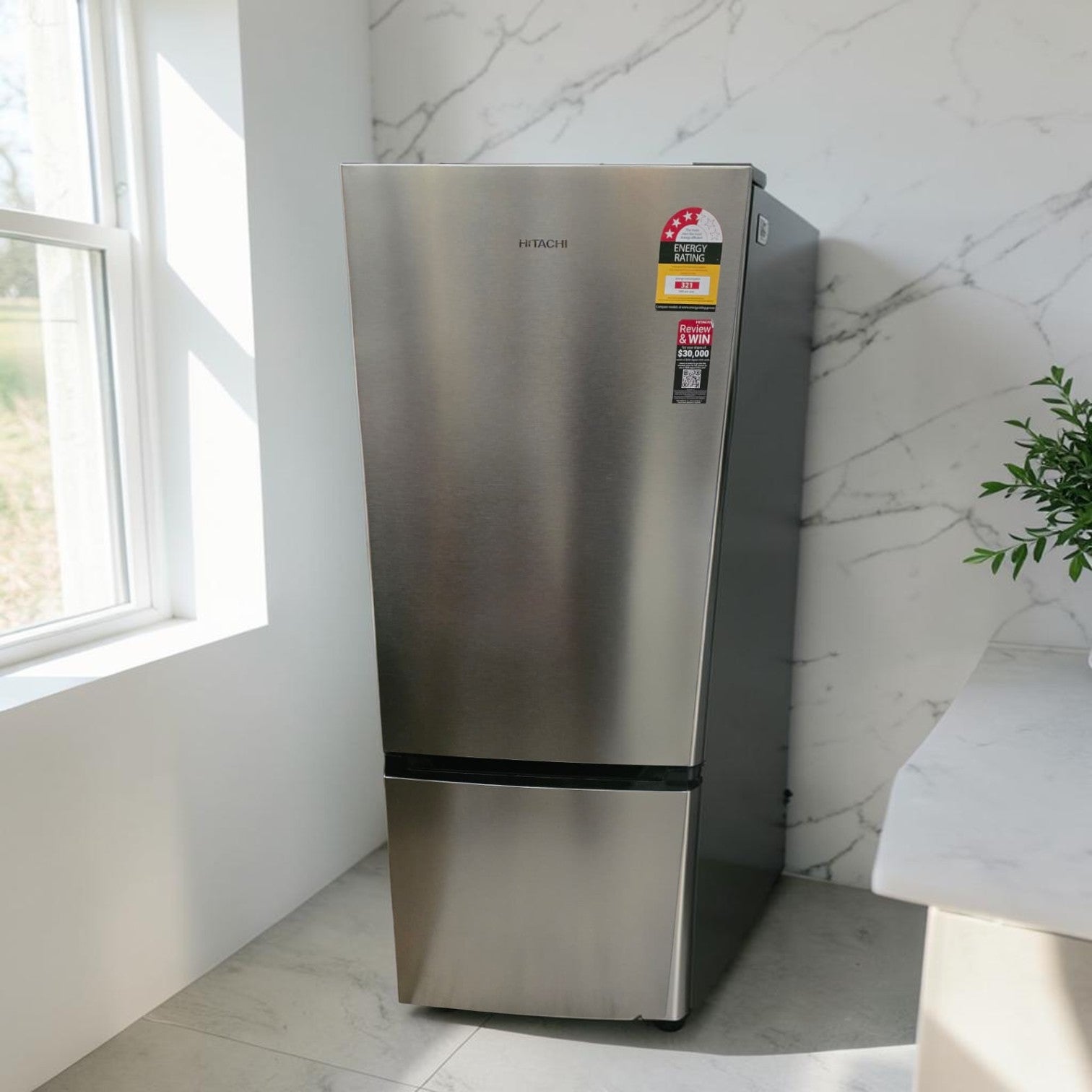 Hitachi 323L Bottom Mount Refrigerator (Model: HRBN6340EXAU)