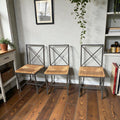 IKEA Granas Black Metal Frame Chairs With Flax Straw Seats X3 (Priced Each)