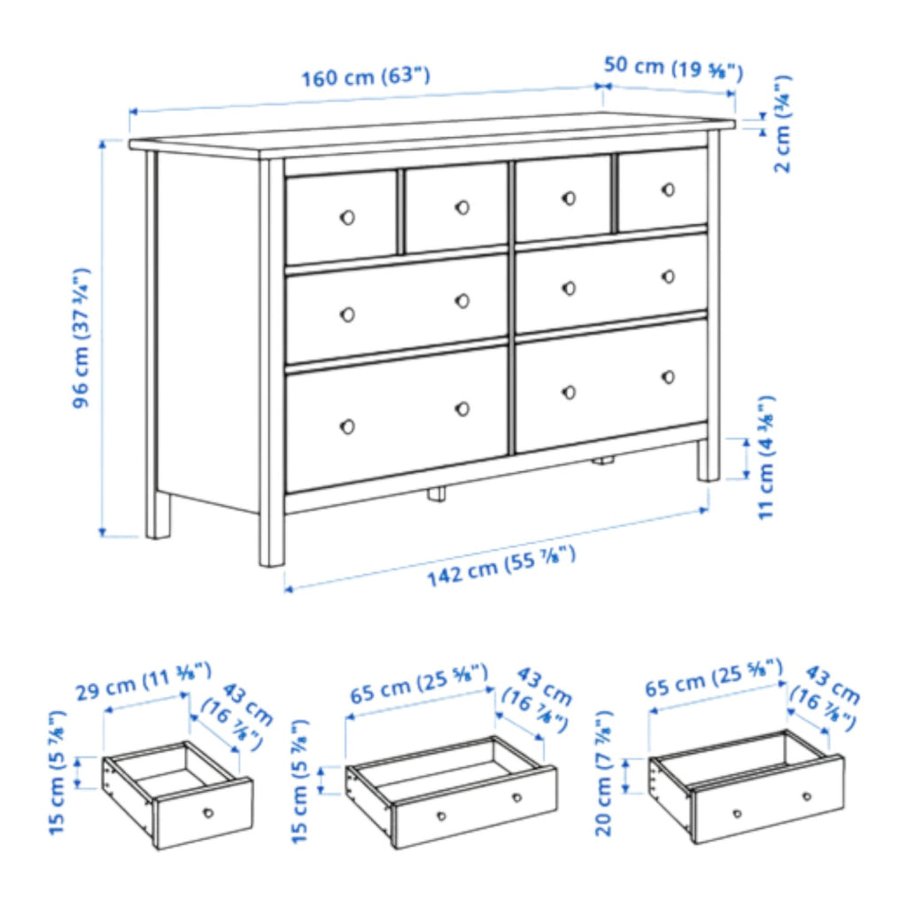 IKEA Hemnes 8-Drawer Dresser In Dark Black
