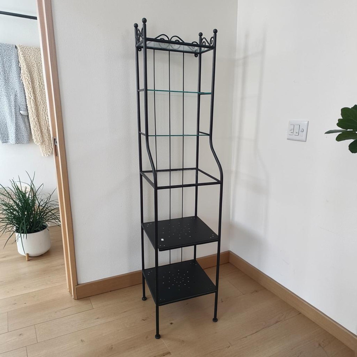 IKEA RONNSKAR Shelving Unit In Black (Dimensions: 42 Cm Width X 176 Cm Height)