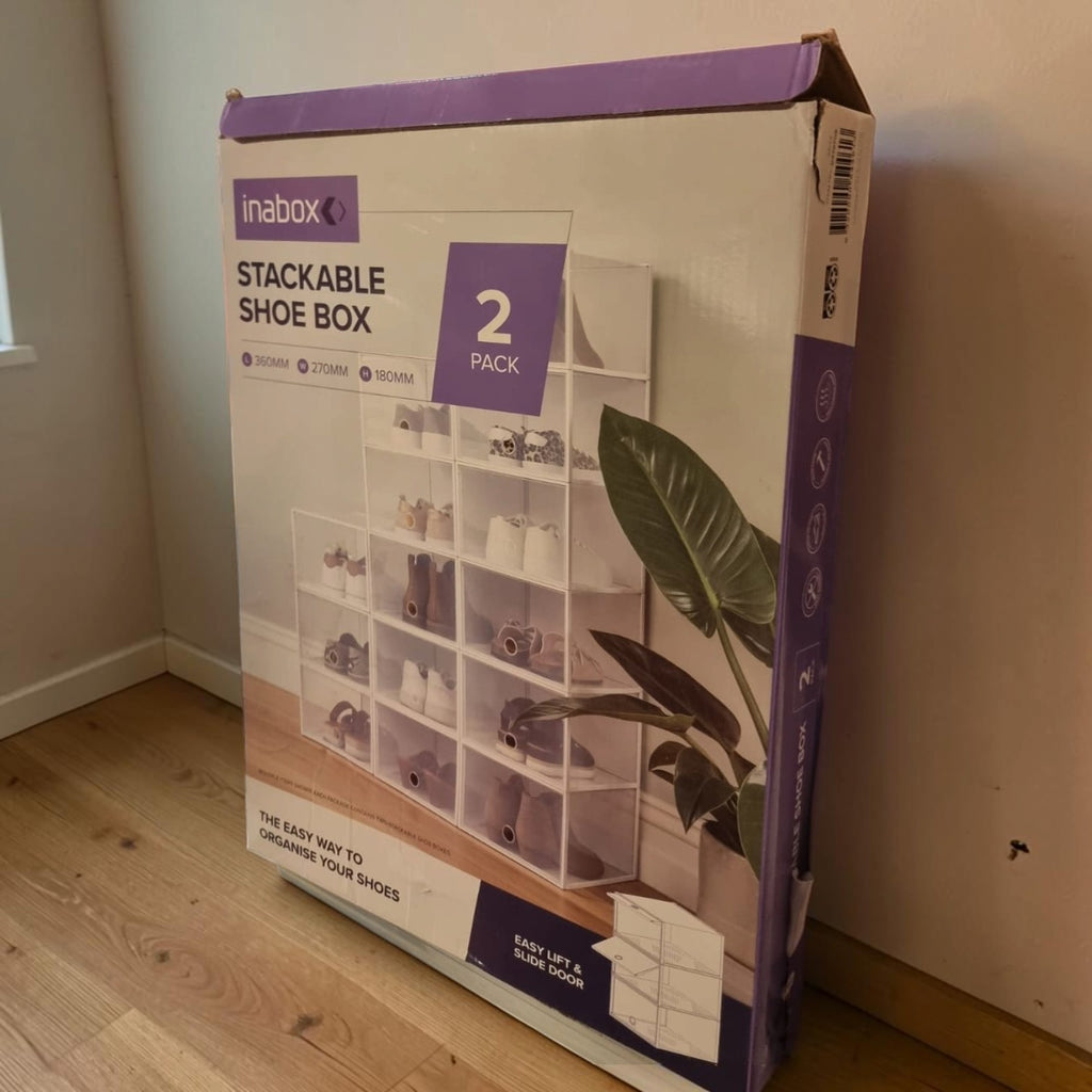 Inabox (36 X 27 X 18cm) Clear Stackable Shoe Box (Pack Of 2) X3 Available