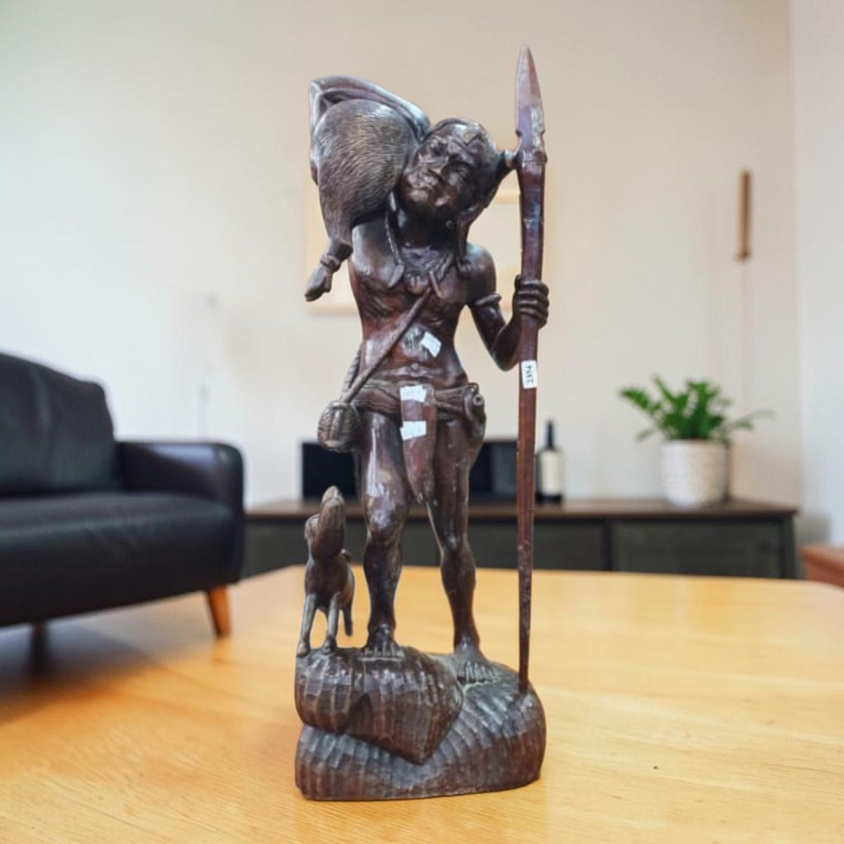 Large Dark Wooden Statue Of Dyak Tribal Figure From Borneo 67cm