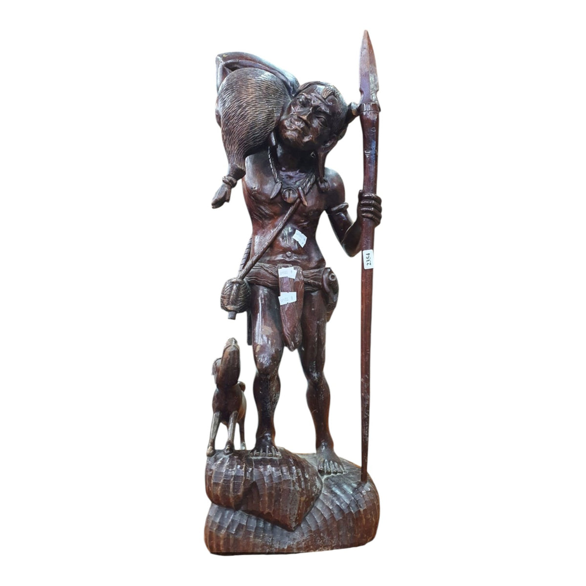Large Dark Wooden Statue Of Dyak Tribal Figure From Borneo 67cm