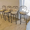 Le Forge Metal Bar Stools Set 4 Cream Cushions