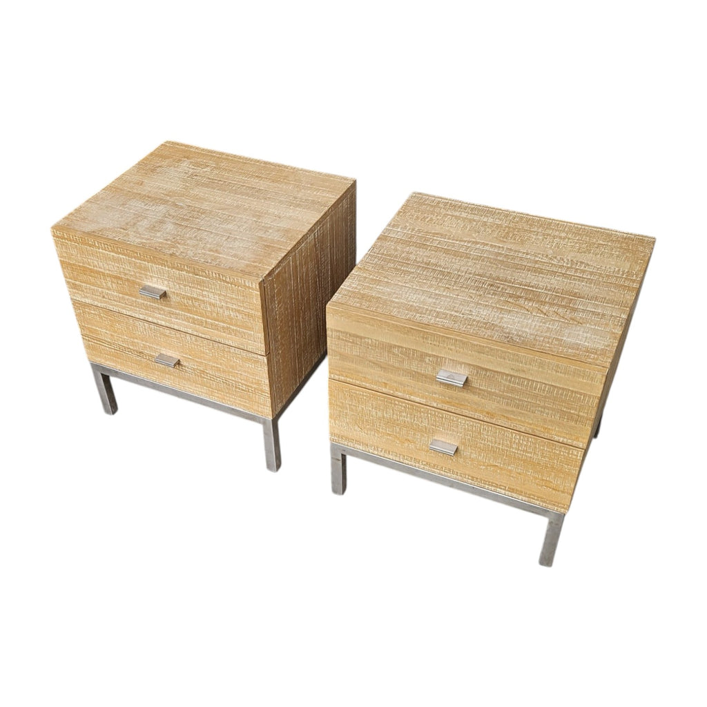 Light Brown Bedside Tables With Metal Legs (Dimensions: 47x45x40) (Priced Each)