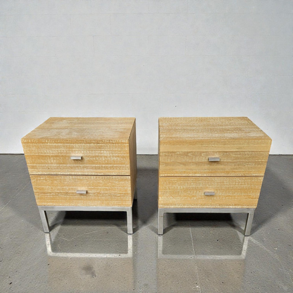 Light Brown Bedside Tables With Metal Legs (Dimensions: 47x45x40) (Priced Each)