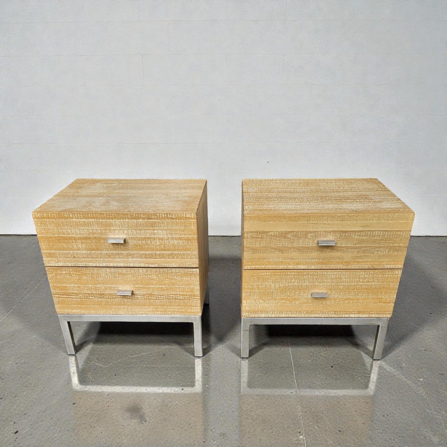 Light Brown Bedside Tables With Metal Legs (Dimensions: 47x45x40) (Priced Each)