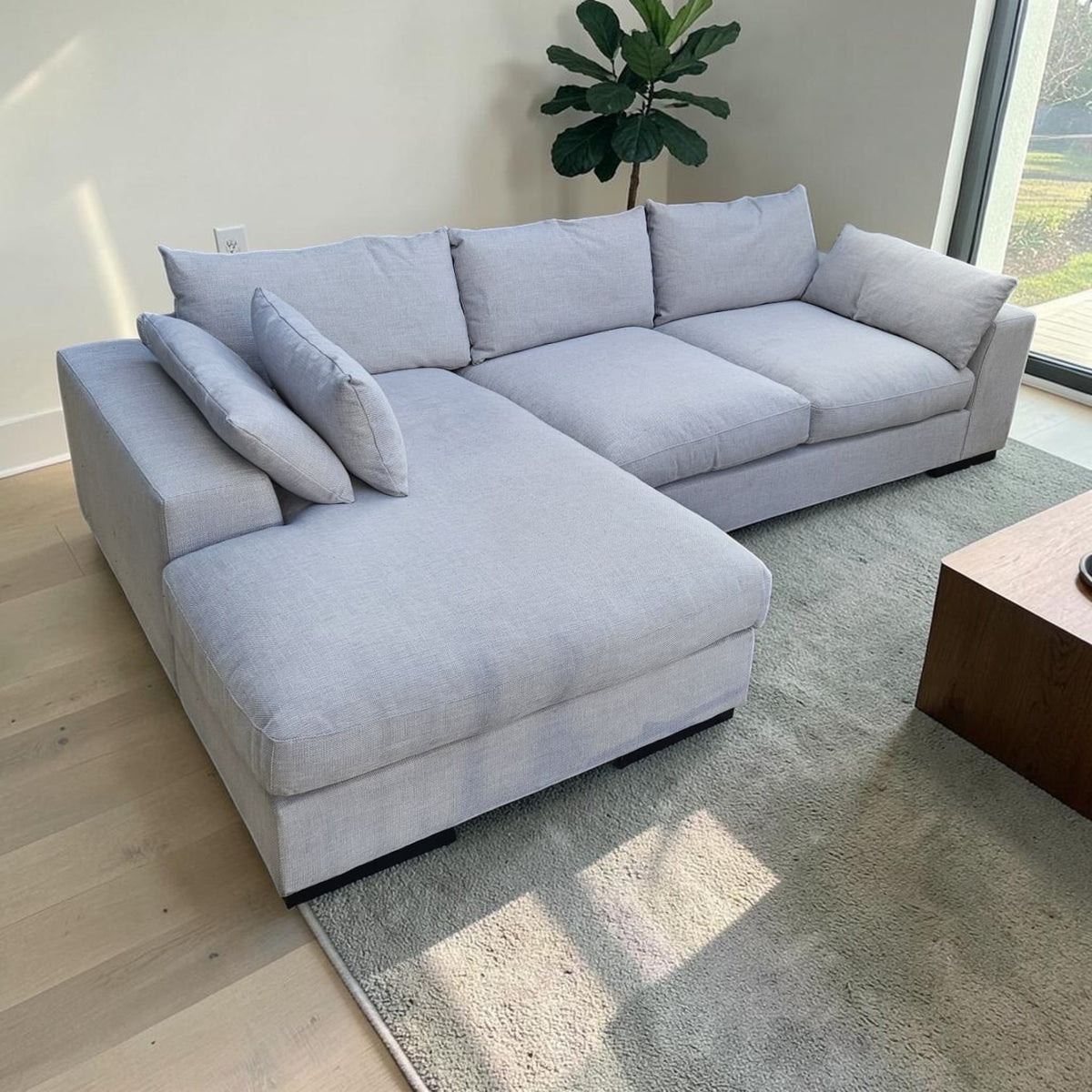 Light Grey Fabric L-Shaped Modular Sofa (Dimensions: 66x310x114, Chaise 188)