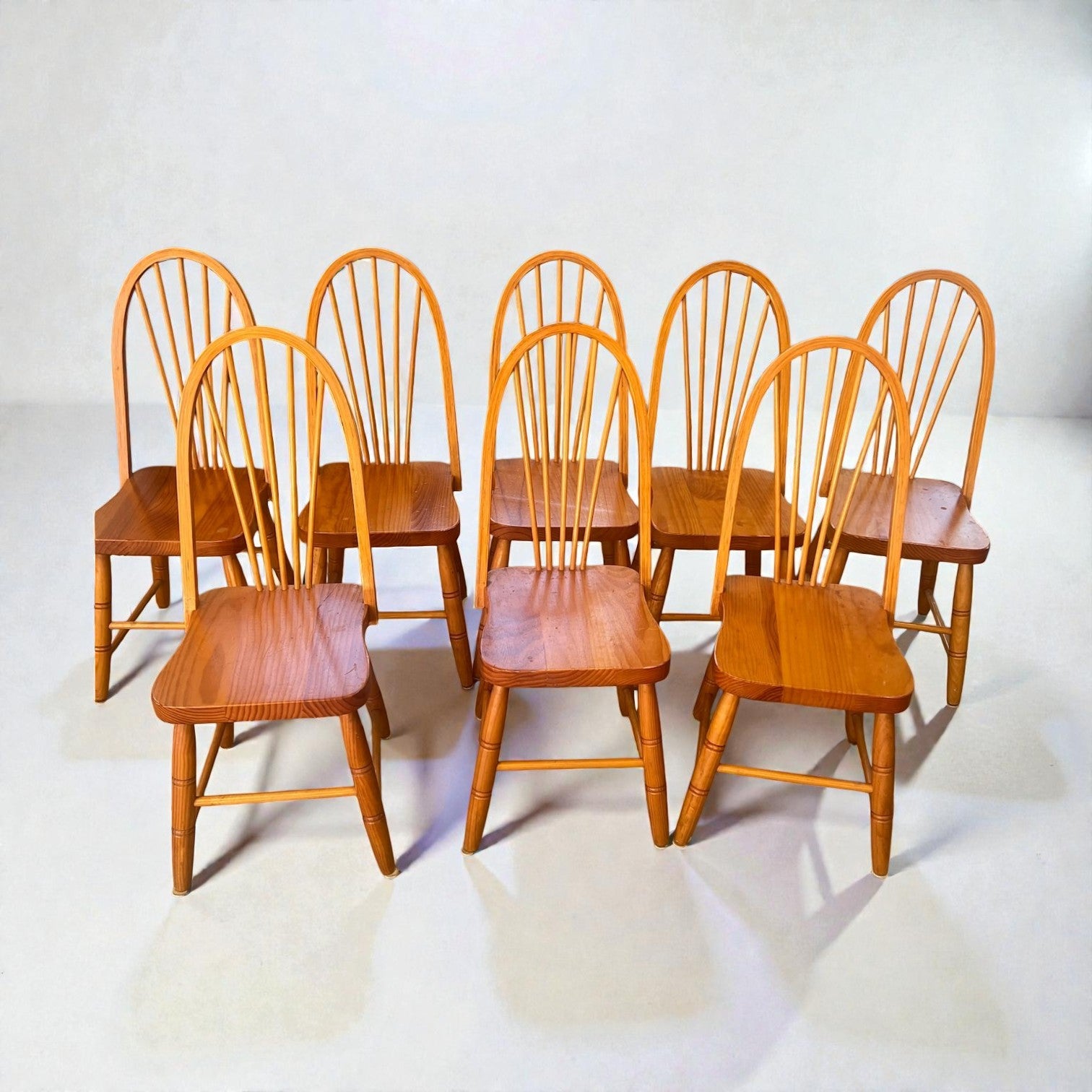 Light Oak Spindle-back Dining Chairs X8 (Priced Each)