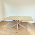 Light Wood Finish And Geometric Spider BASE Dining Table