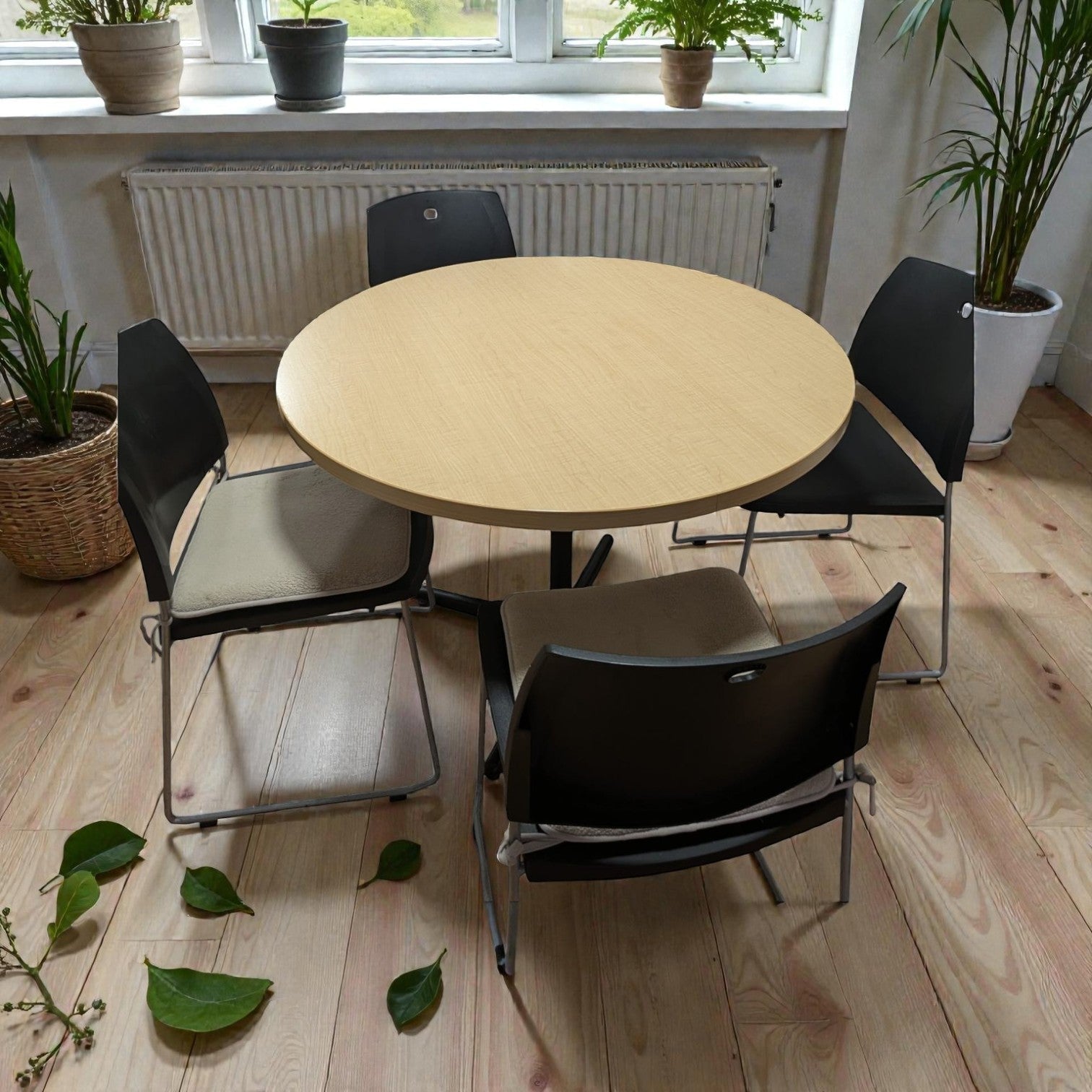 Light Wood Round Table With 2X Chairs (Priced Each)
