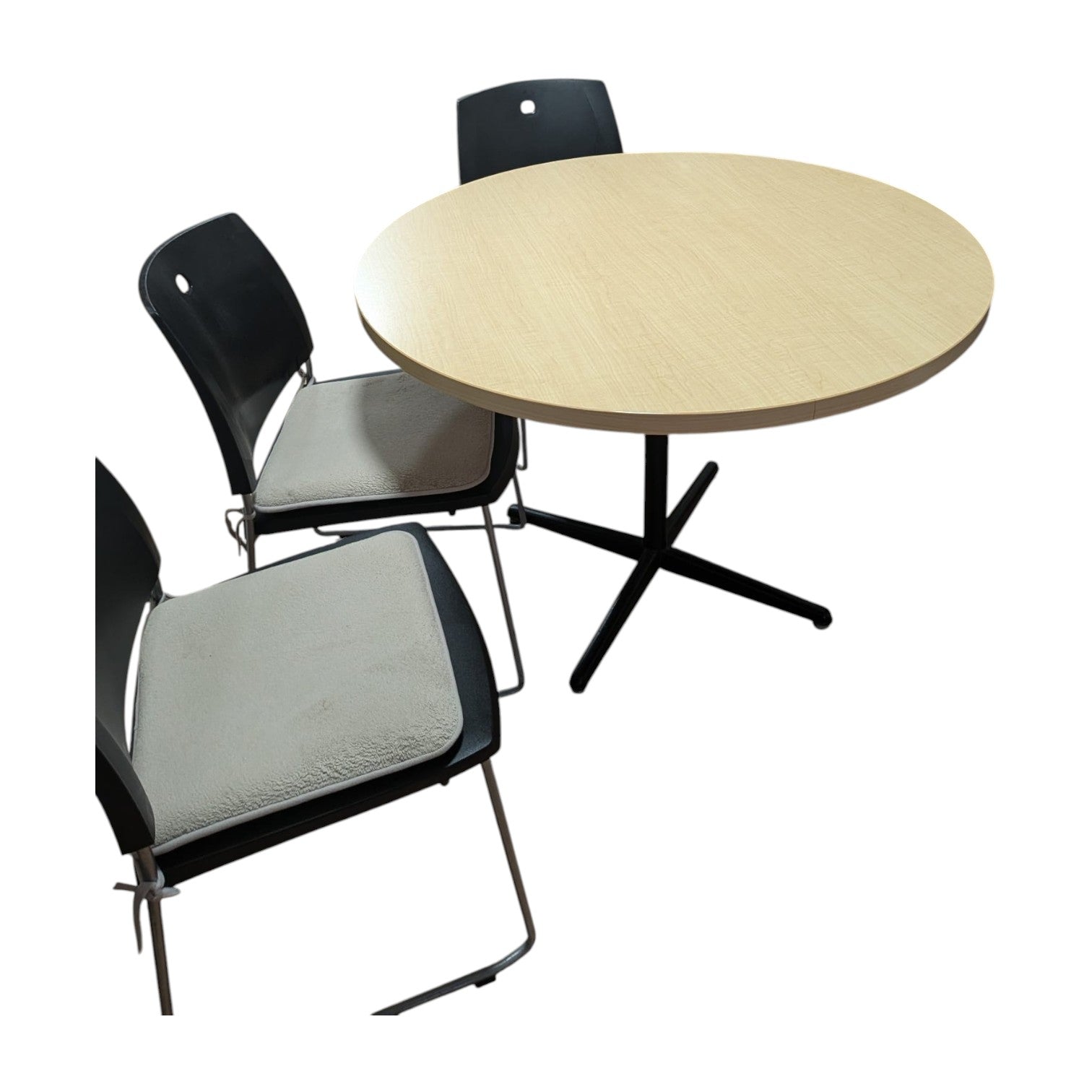 Light Wood Round Table With 2X Chairs (Priced Each)