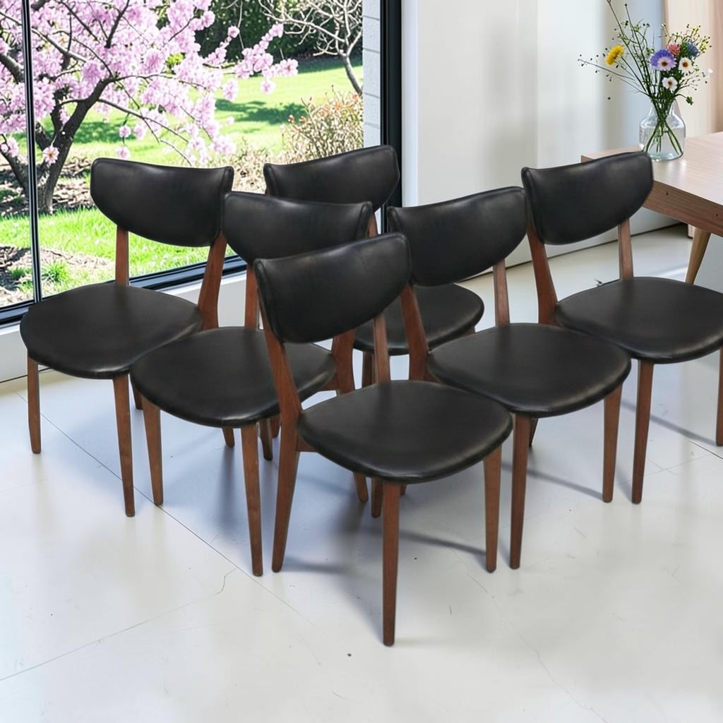 Mid-Century Modern-Style Wooden Dining Chair X5
