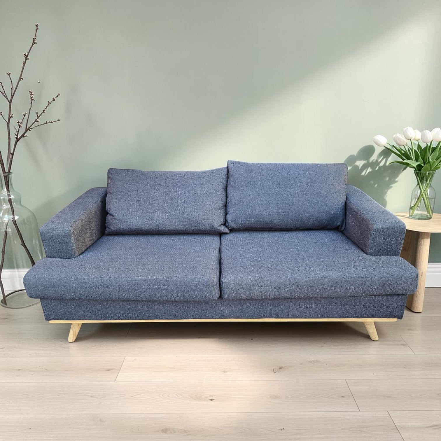 Modern Dark Grey Two Seater Fabric Sofa (Dimensions: 74x172x95)