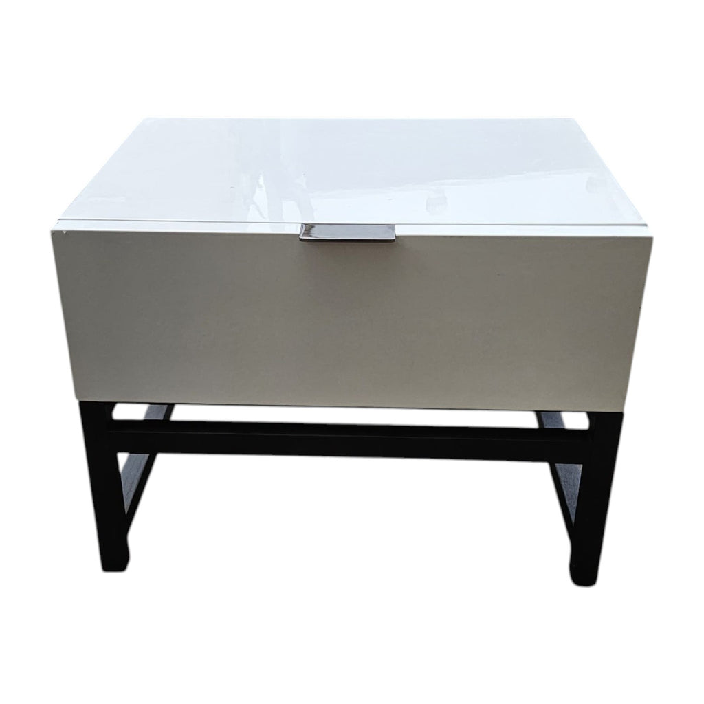 Modern White Bedside Tables With Metal BASE (Dimensions: 45x65x50) (Priced Each)