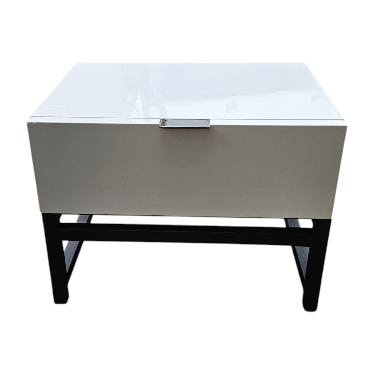 Modern White Bedside Tables With Metal BASE (Dimensions: 45x65x50) (Priced Each)