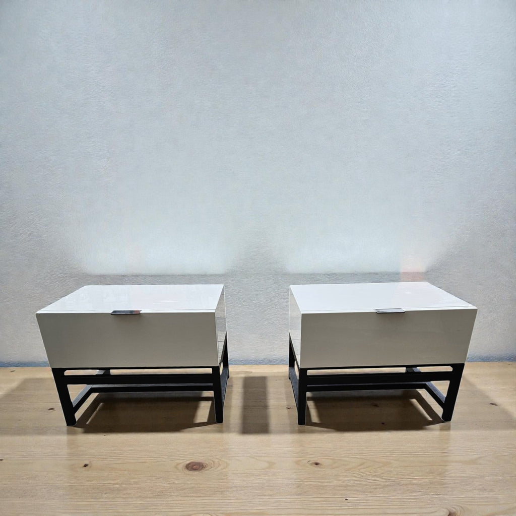 Modern White Bedside Tables With Metal BASE (Dimensions: 45x65x50) (Priced Each)
