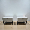 Modern White Bedside Tables With Metal BASE (Dimensions: 45x65x50) (Priced Each)