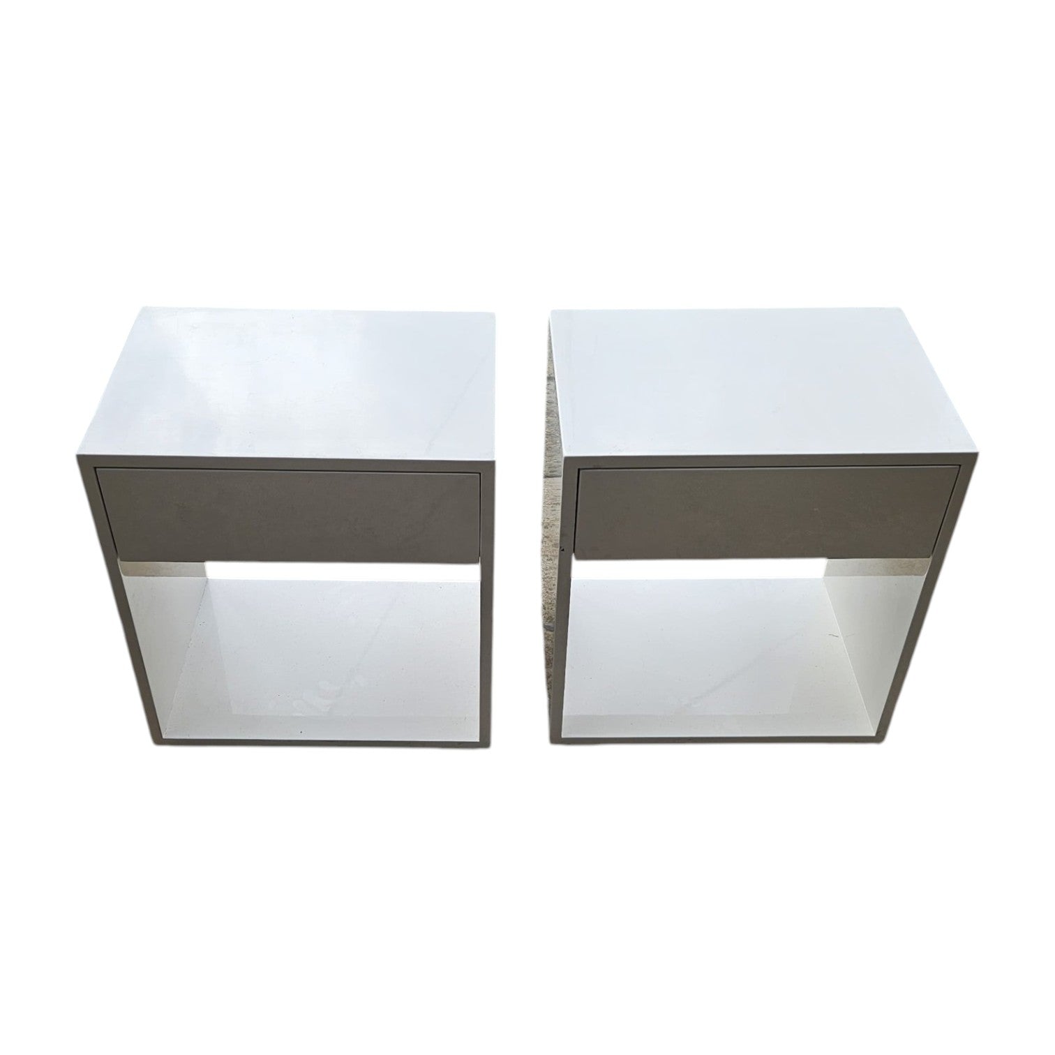 Modern White Minimalist Floating Nightstands (Dimensions: 55x50x35)(Priced Each)