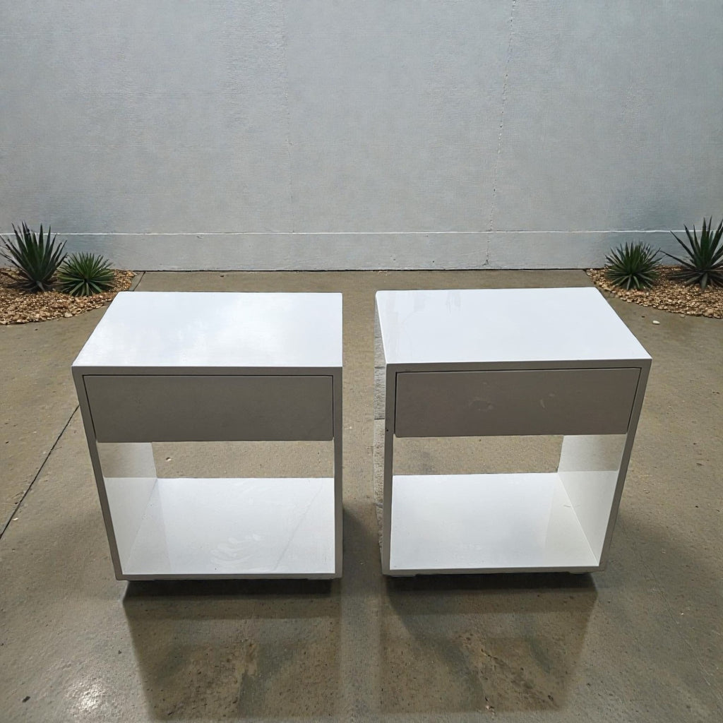 Modern White Minimalist Floating Nightstands (Dimensions: 55x50x35)(Priced Each)