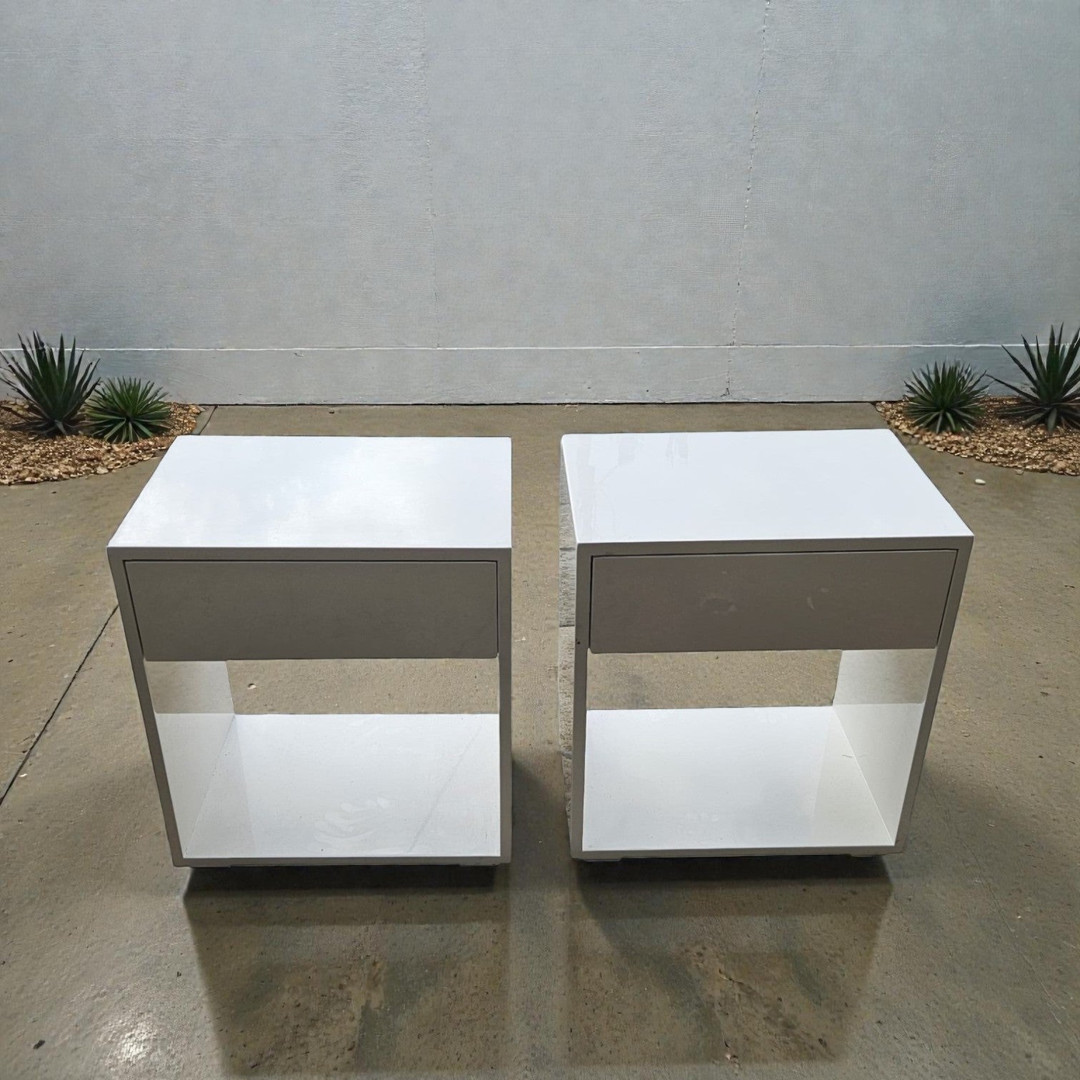 Modern White Minimalist Floating Nightstands (Dimensions: 55x50x35)(Priced Each)