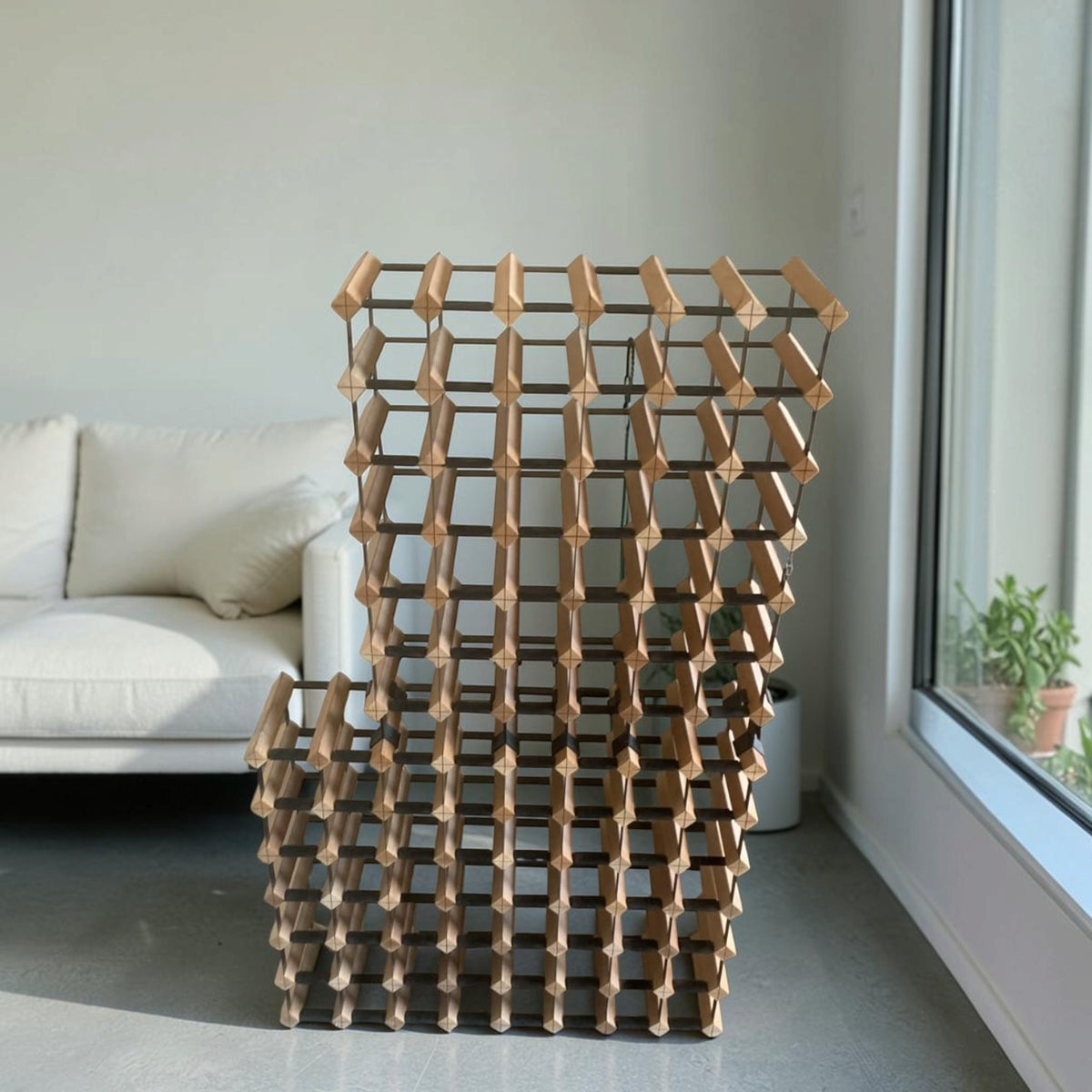 Modular Wooden And Metal 90 Bottle Wine Rack