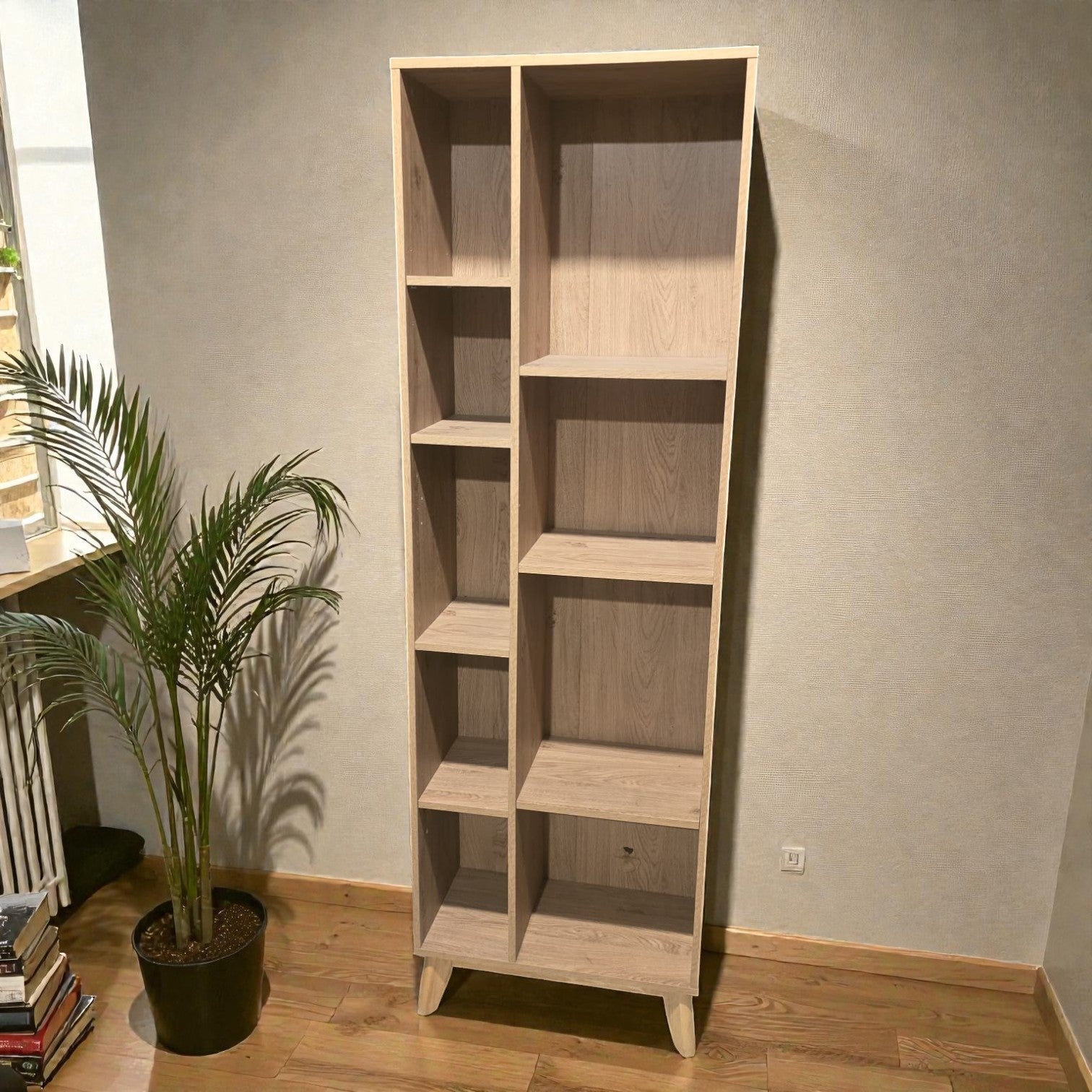 Natural Wood 6 Shelf Bookcase (Dimensions:189x60x31)