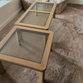Set Of Modern Rectangular Wooden Coffee Tables With Glass Tops