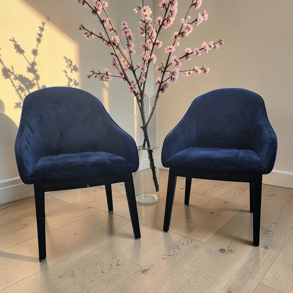 Navy Blue Velvet Dining Chairs (Dimensions: 81x60x60)(Priced Each)