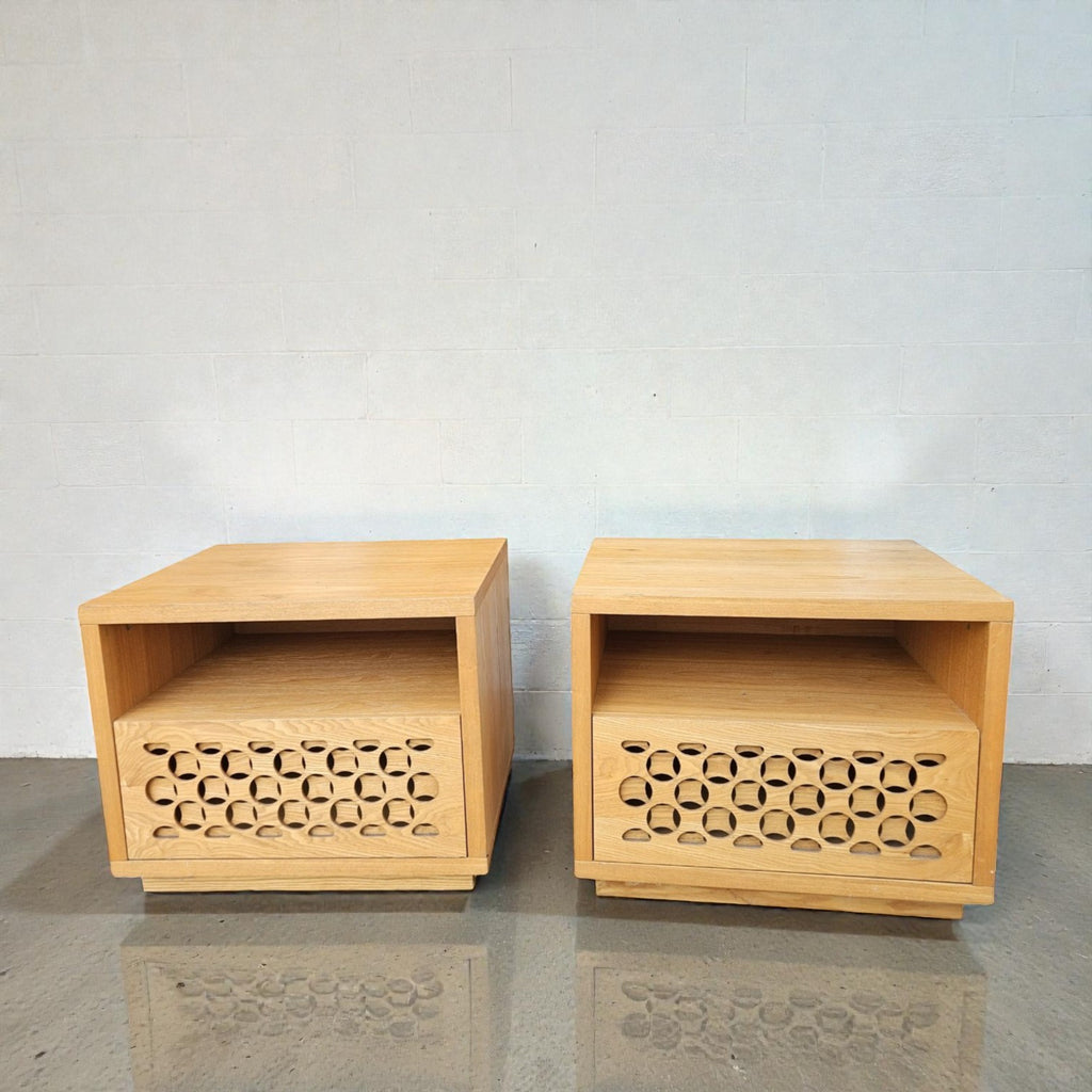 Nightstands With Laser Cut Fretwork Patterns (Dimensions: 50x60x48)(Priced Each)