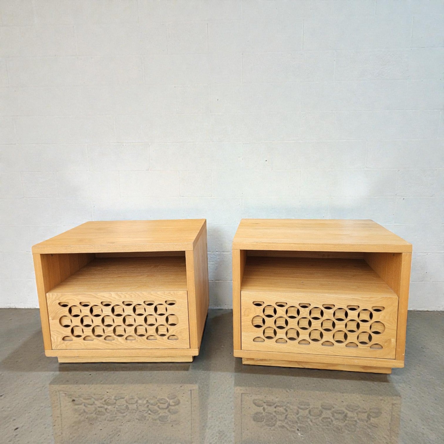 Nightstands With Laser Cut Fretwork Patterns (Dimensions: 50x60x48)(Priced Each)
