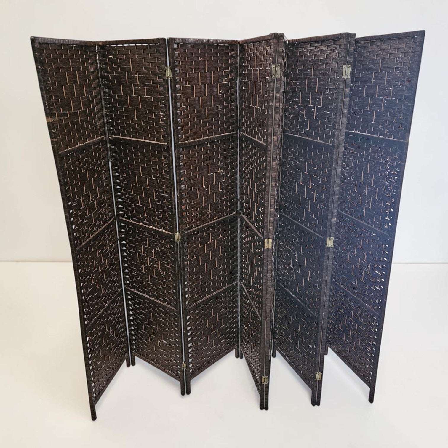 Oikiture Room Divider 8 Panel Screen Brown (Dimensions: 3.26w X 1.7h Metres)