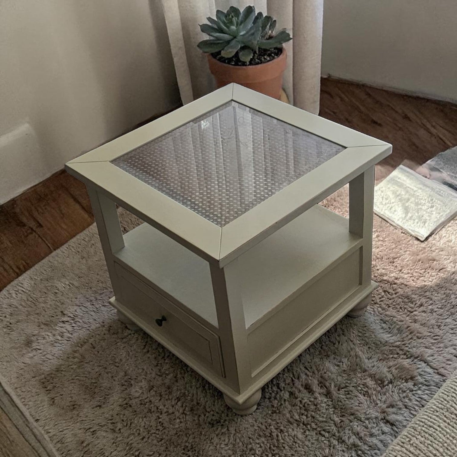 Pair Of Low Shelf White Wooden Side Table ($100 Each)