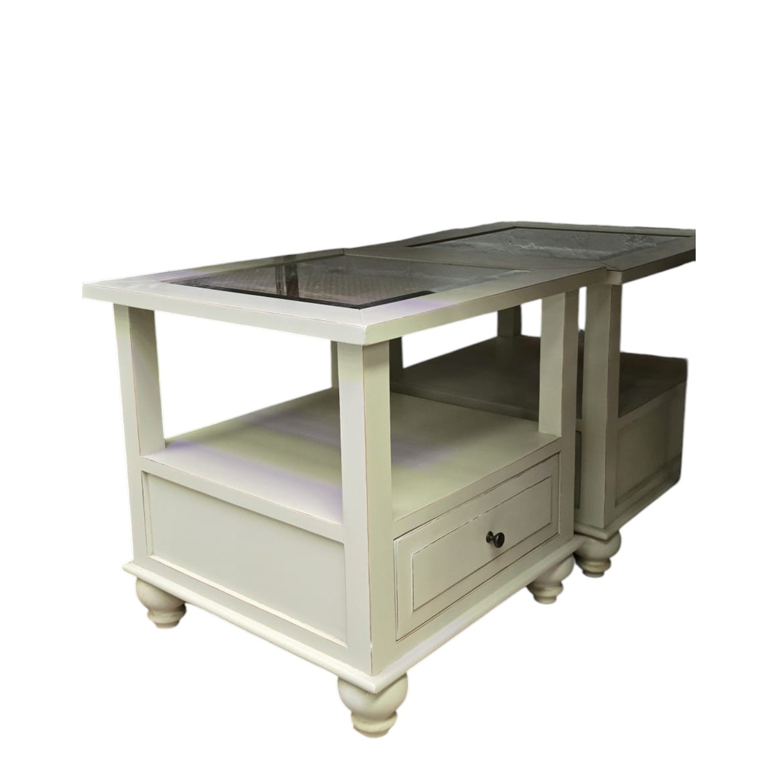 Pair Of Low Shelf White Wooden Side Table ($100 Each)