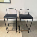 Pair Of Modern Bar Stools With Black Leather Padded Seats (Priced Each)