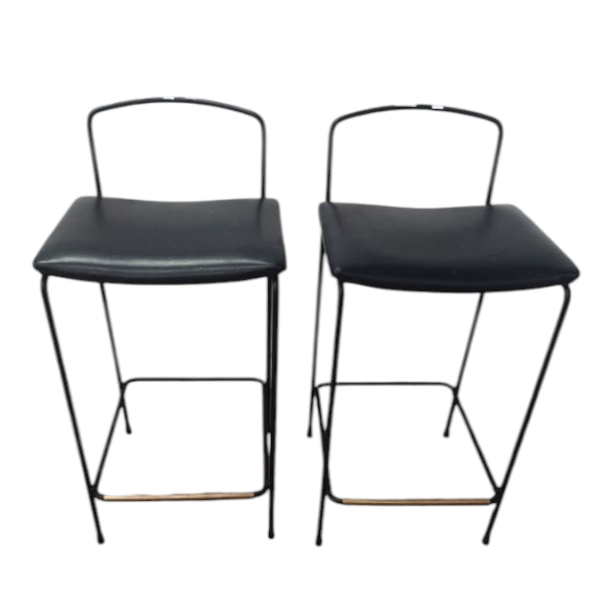 Pair Of Modern Bar Stools With Black Leather Padded Seats (Priced Each)