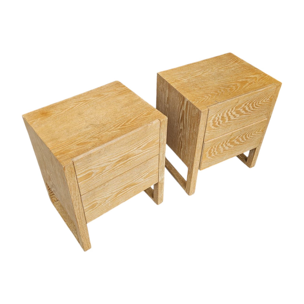 Pair Of Modern Light Oak Wood Nightstands (Dimensions: 60x50x40) (Priced Each)