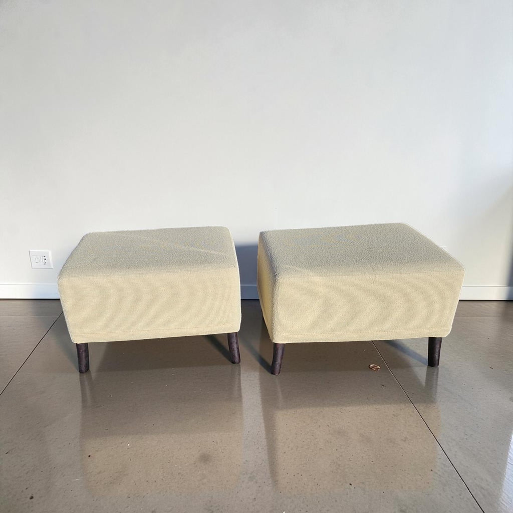 Pair Of Square Fabric Ottomans - Cream Colored ($75 Each)(Dimensions: 36x46x47)